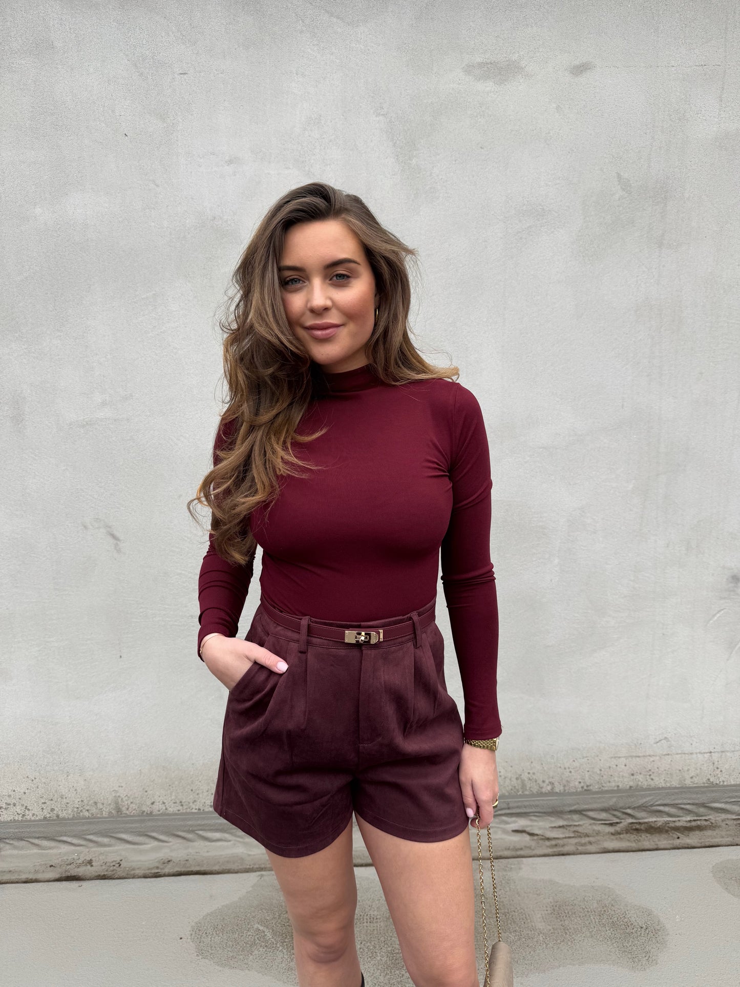 Suede Short - Burgundy