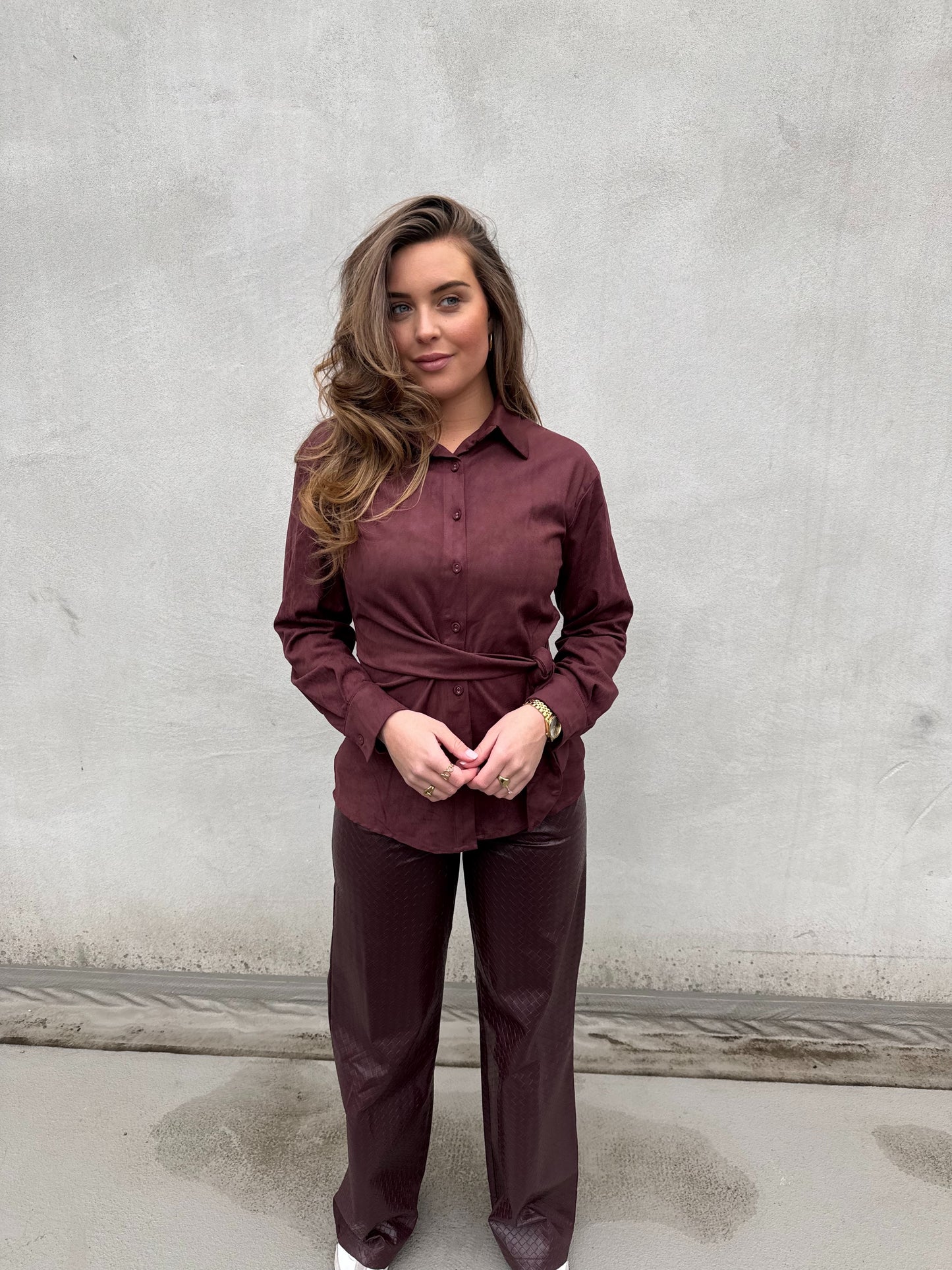 Suede Blouse - Burgundy