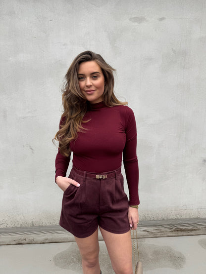 Suede Short - Burgundy