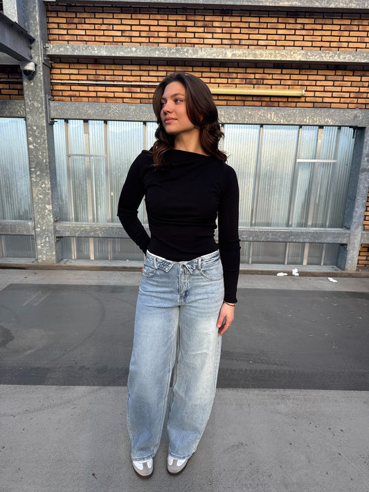 Folded Jeans - Light Blue