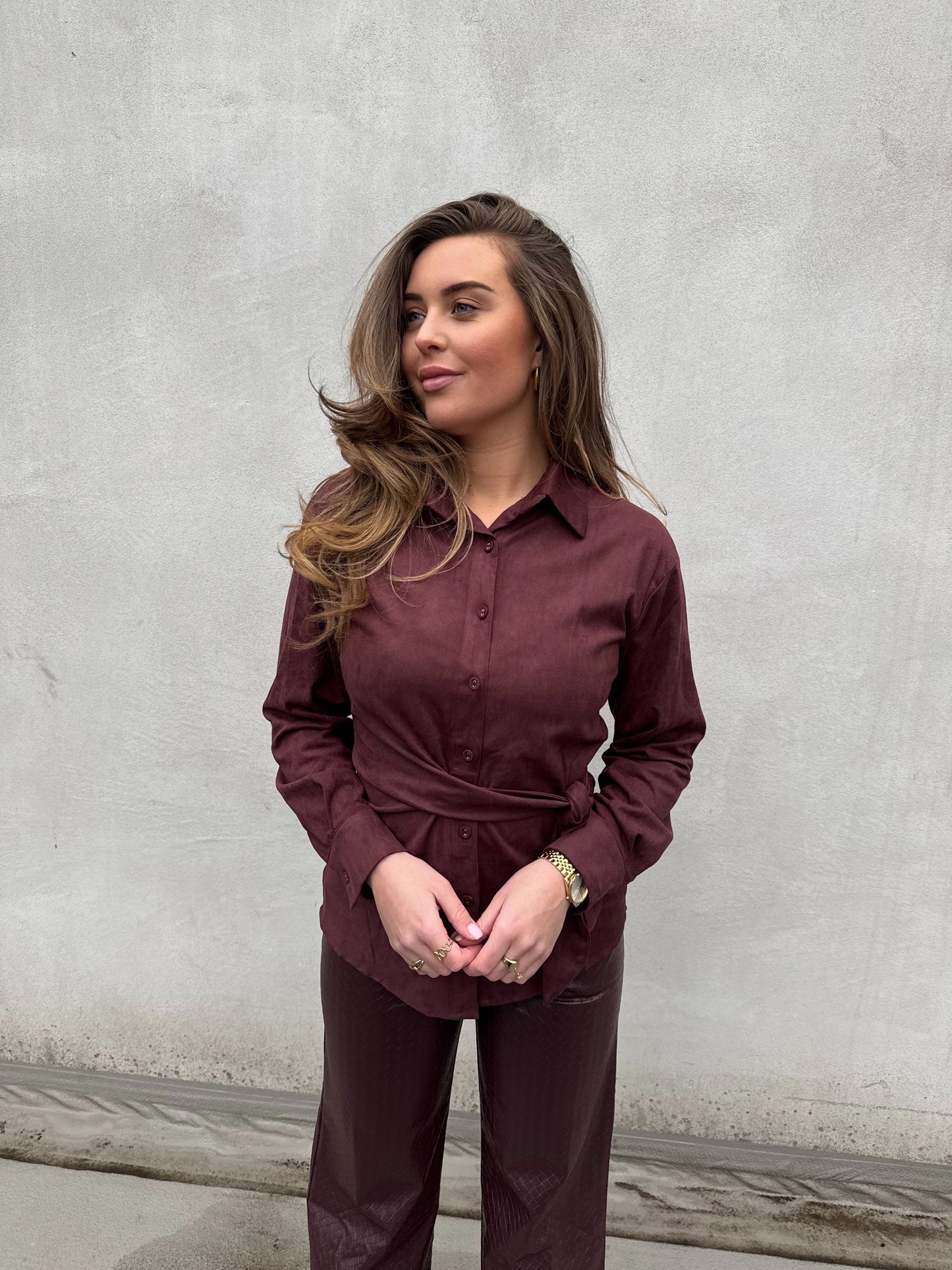 Suede Blouse - Burgundy