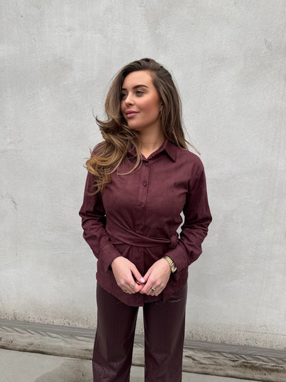Suede Blouse - Burgundy