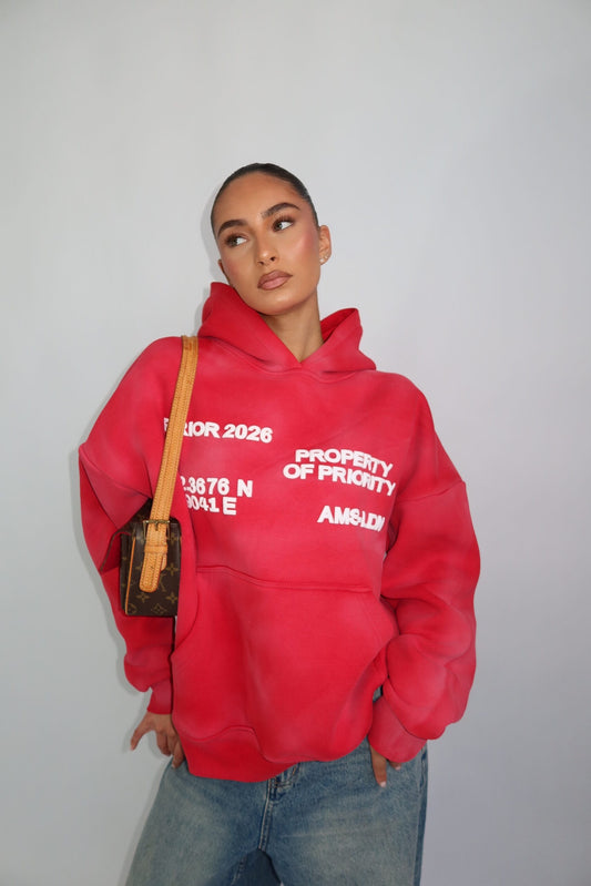 ‘AMS-LDN’ Hoodie - Red